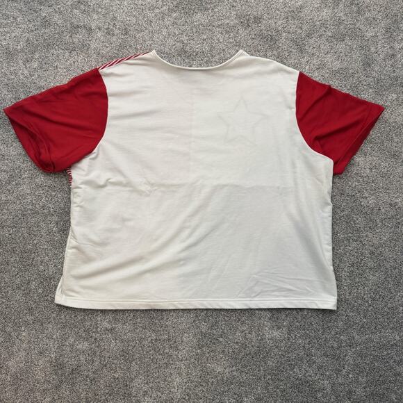 Vintage 80s Bedford Fair Shirt Plus 3X Patchwork Stars Boxy Cropped Americana - Picture 7 of 7